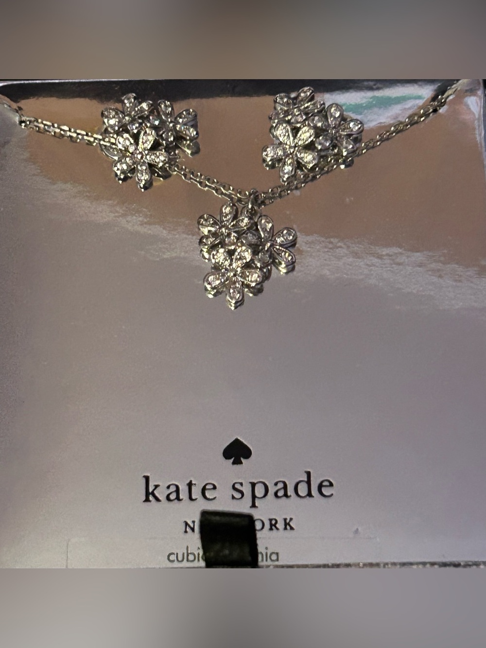 kate spade Silver-Tone GLEAMING GARDENIA Crystal Floral Cluster Necklace